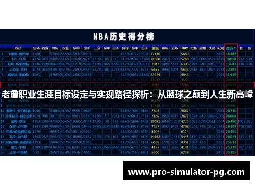 老詹职业生涯目标设定与实现路径探析：从篮球之巅到人生新高峰